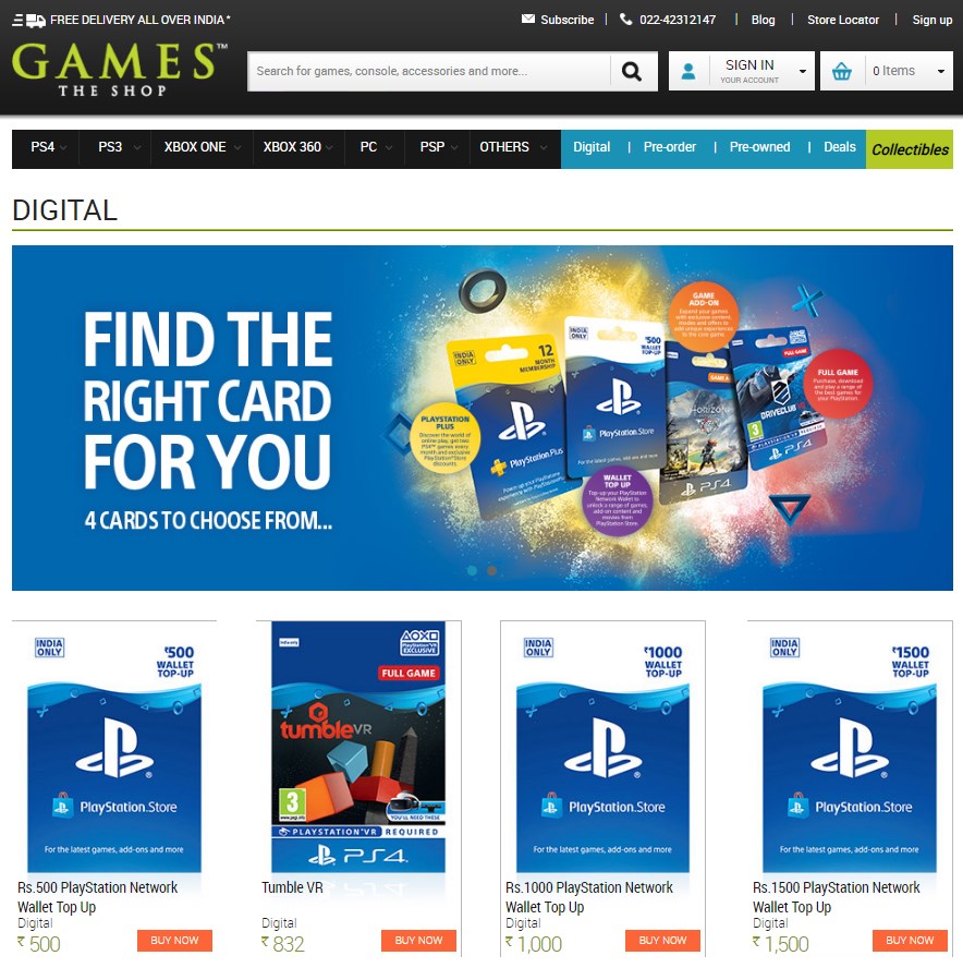 playstation wallet top up card india